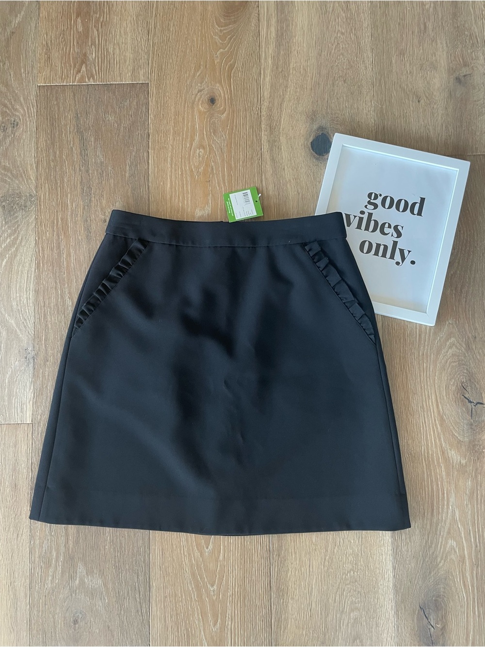 Kate Spade Black Women's A-Line Skirt Ruffled Pockets